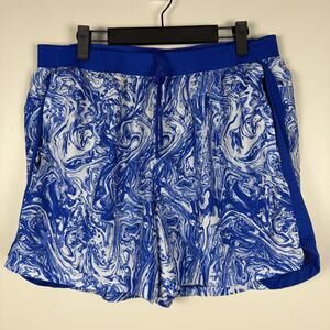 Under Armour Mens XL Running Shorts Blue Marble Fitted Athletic Training w Liner